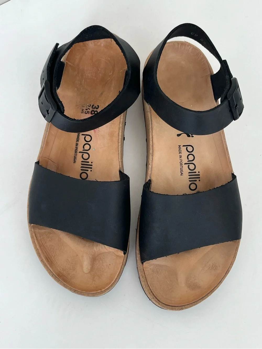 Birkenstock Papillio Glenda black leather platform sandals 38 US 7